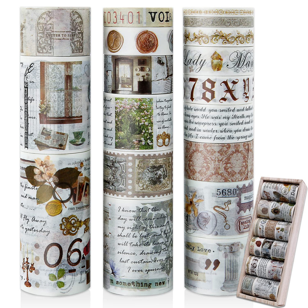 20 Rolls Vintage Floral Washi Tape Set - Beautiful Botanical Designs for Scrapbooking, Journaling & Crafting - 10-60mm Wide, 6.56ft Long Rolls