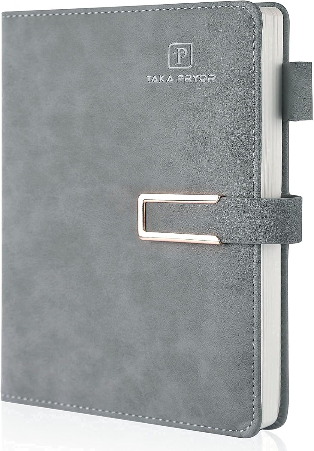 Premium Hardcover Ruled Journal Notebook with Magnetic Clasp, Professional Lined Pages, Pen Loop, Medium Size 5.7 x 8.3 Inches, 120 GSM Thick Paper - Perfect Gray Gift!