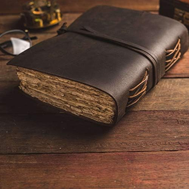 Vintage Leather Journal - Handmade Antique Deckle Edge Sketchbook - Perfect for Book of Shadows & Creative Writing