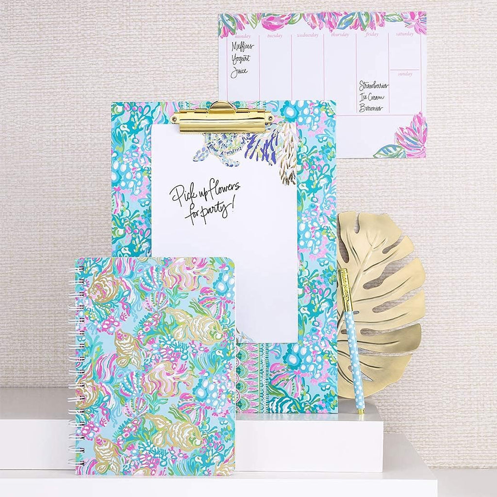 Lilly Pulitzer Aqua La Vista Mini Spiral Notebook - Stylish Blue/Gold Hardcover Journal with 160 College Ruled Pages, Perfect for On-the-Go Note-Taking!