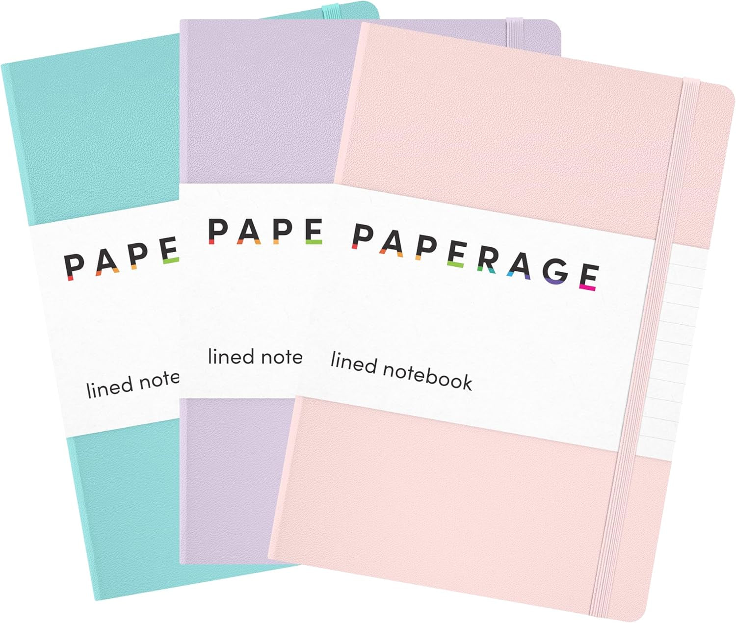 Stylish PAPERAGE Blush Lined Journal Notebook 3-Pack - 160 Pages, Medium Size, Thick 100 GSM Paper for Work, School & Note Taking