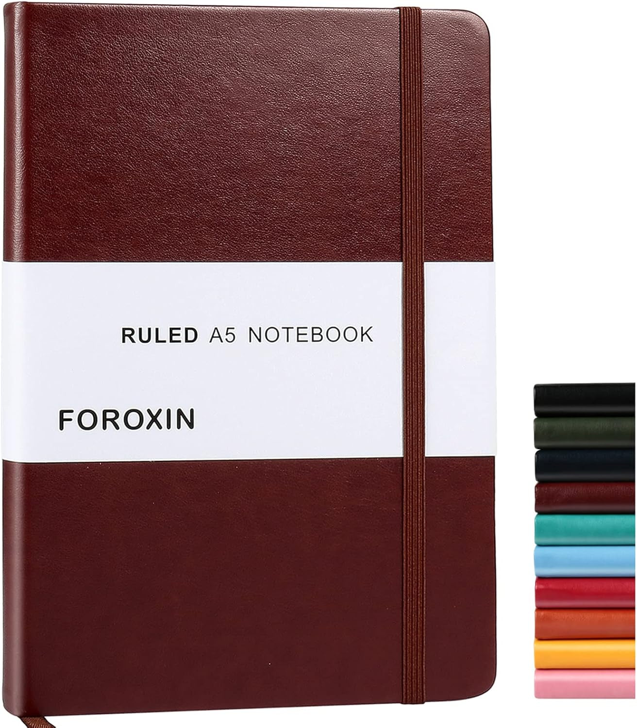 Elegant Dark Green Leather Lined Journal Notebook - 192 Pages, College Ruled, Perfect for Work, Home, and School with Elastic Closure and Ribbon Bookmark (8.3 x 5.7 inches)