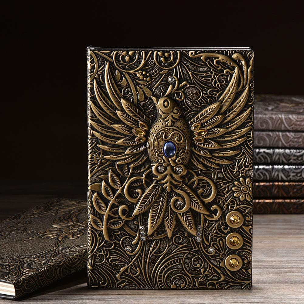Luxurious Embossed Leather Journal - Antique Handmade Travel Diary & Sketchbook with Golden Classic Pen - Perfect Gift for Men & Women (Bronze)