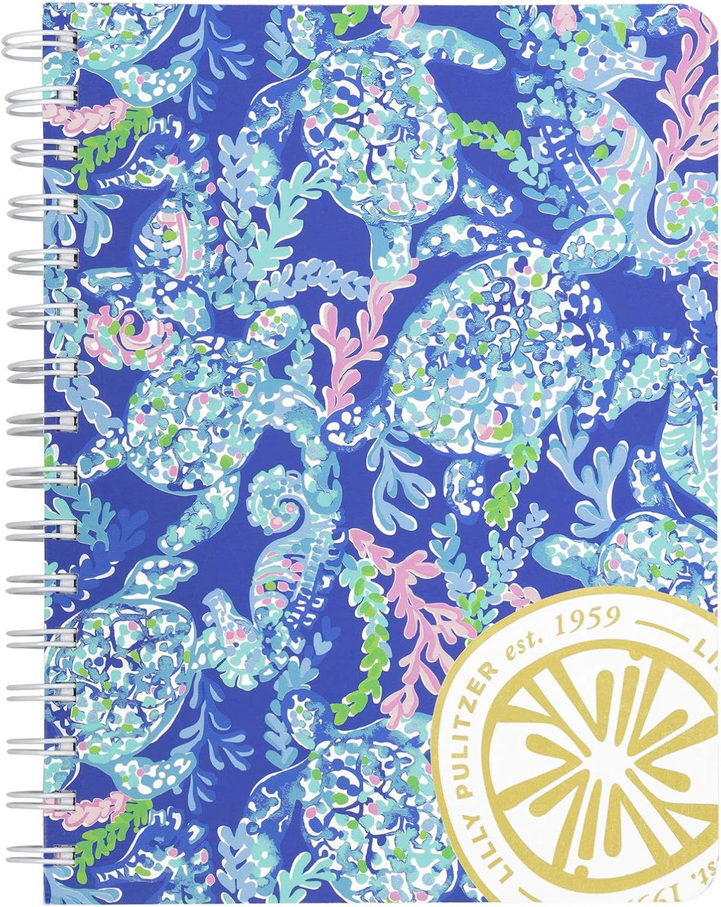 Lilly Pulitzer Aqua La Vista Mini Spiral Notebook - Stylish Blue/Gold Hardcover Journal with 160 College Ruled Pages, Perfect for On-the-Go Note-Taking!