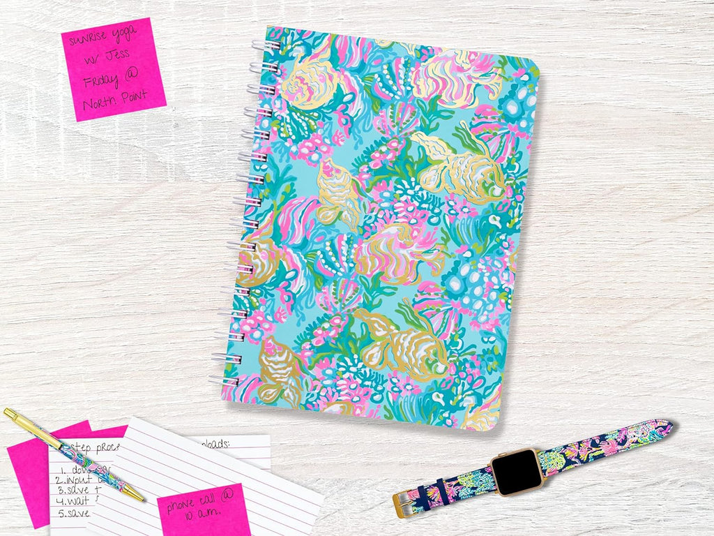 Lilly Pulitzer Aqua La Vista Mini Spiral Notebook - Stylish Blue/Gold Hardcover Journal with 160 College Ruled Pages, Perfect for On-the-Go Note-Taking!